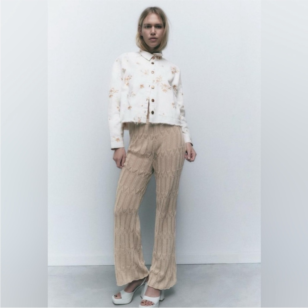 ZARA EMBROIDERED OVERSHIRT JACKET WITH POCKET IN WHITE